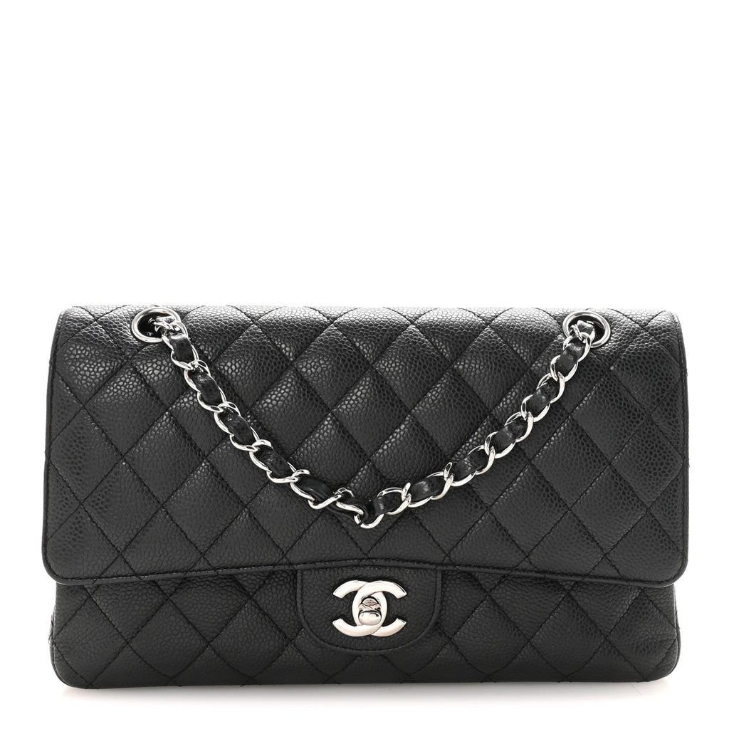 Caviar Quilted Medium Double Flap Black At My store