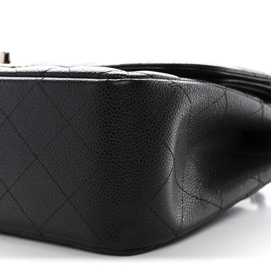 Caviar Quilted Jumbo Double Flap Black At My store