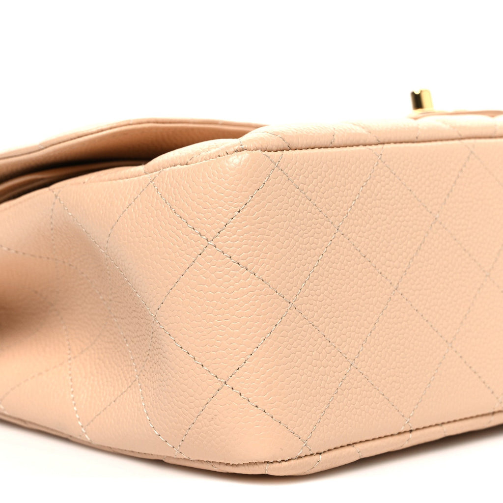 Caviar Quilted Jumbo Double Flap Beige At My store