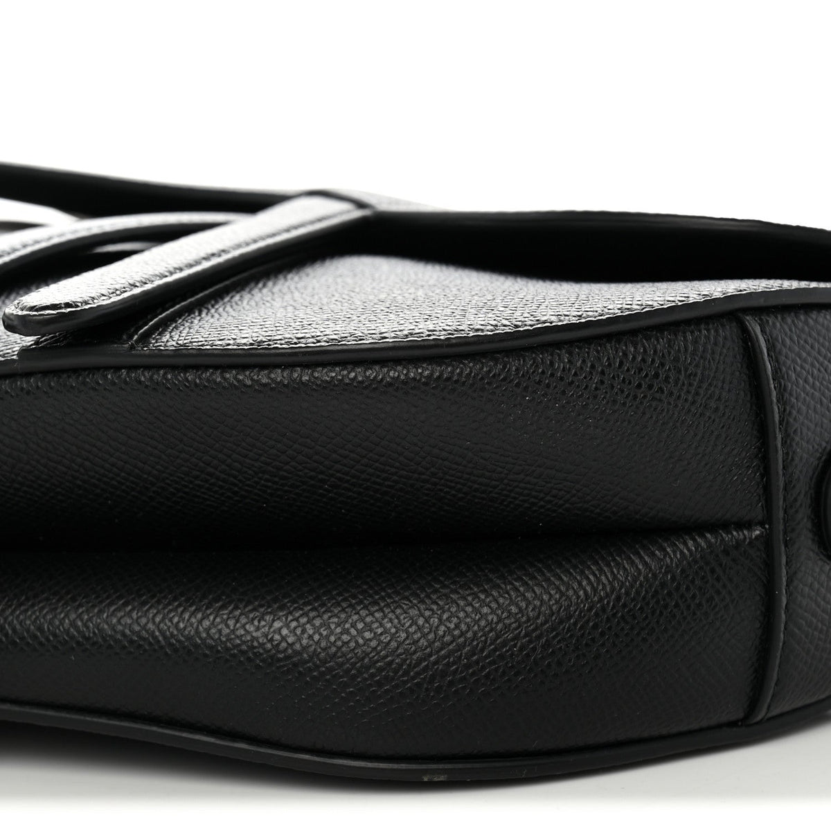 Grained Calfskin Saddle Bag With Strap Black AT My store