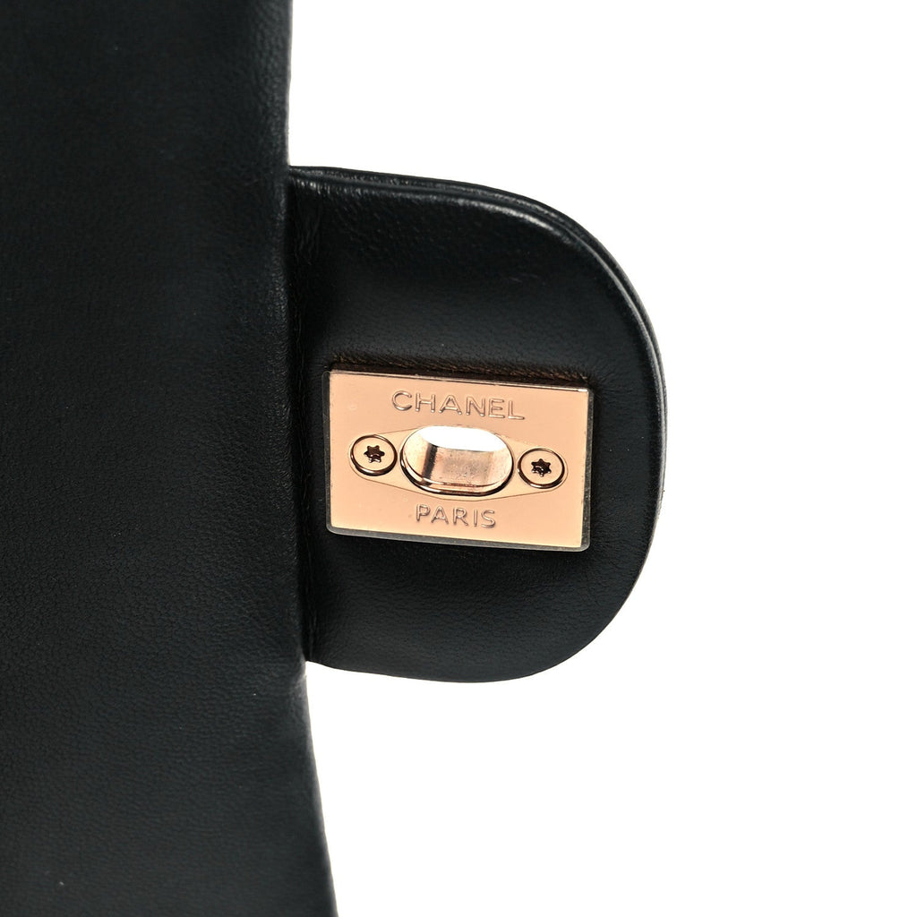 Lambskin Quilted Medium Double Flap Black At My store