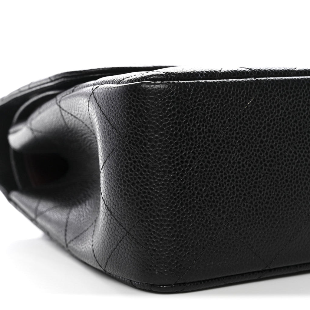 Caviar Quilted Jumbo Double Flap Black At My store