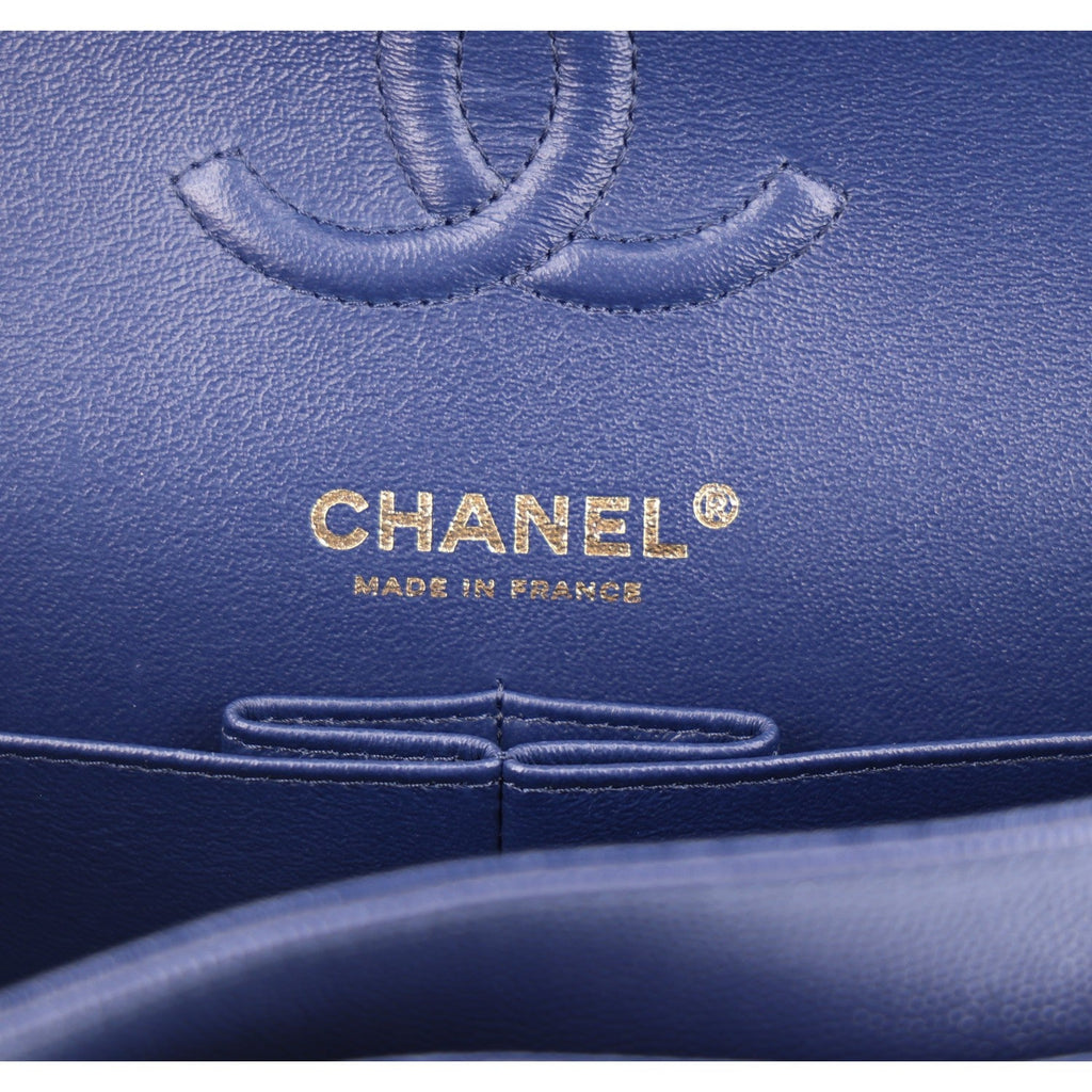 Caviar Quilted Small Double Flap Navy At My store