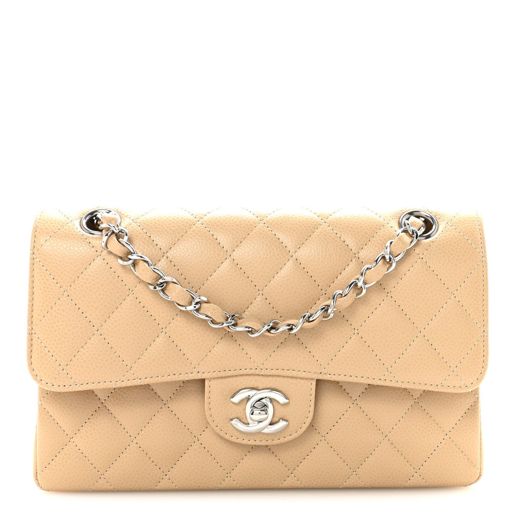 Caviar Quilted Small Double Flap Beige At My store