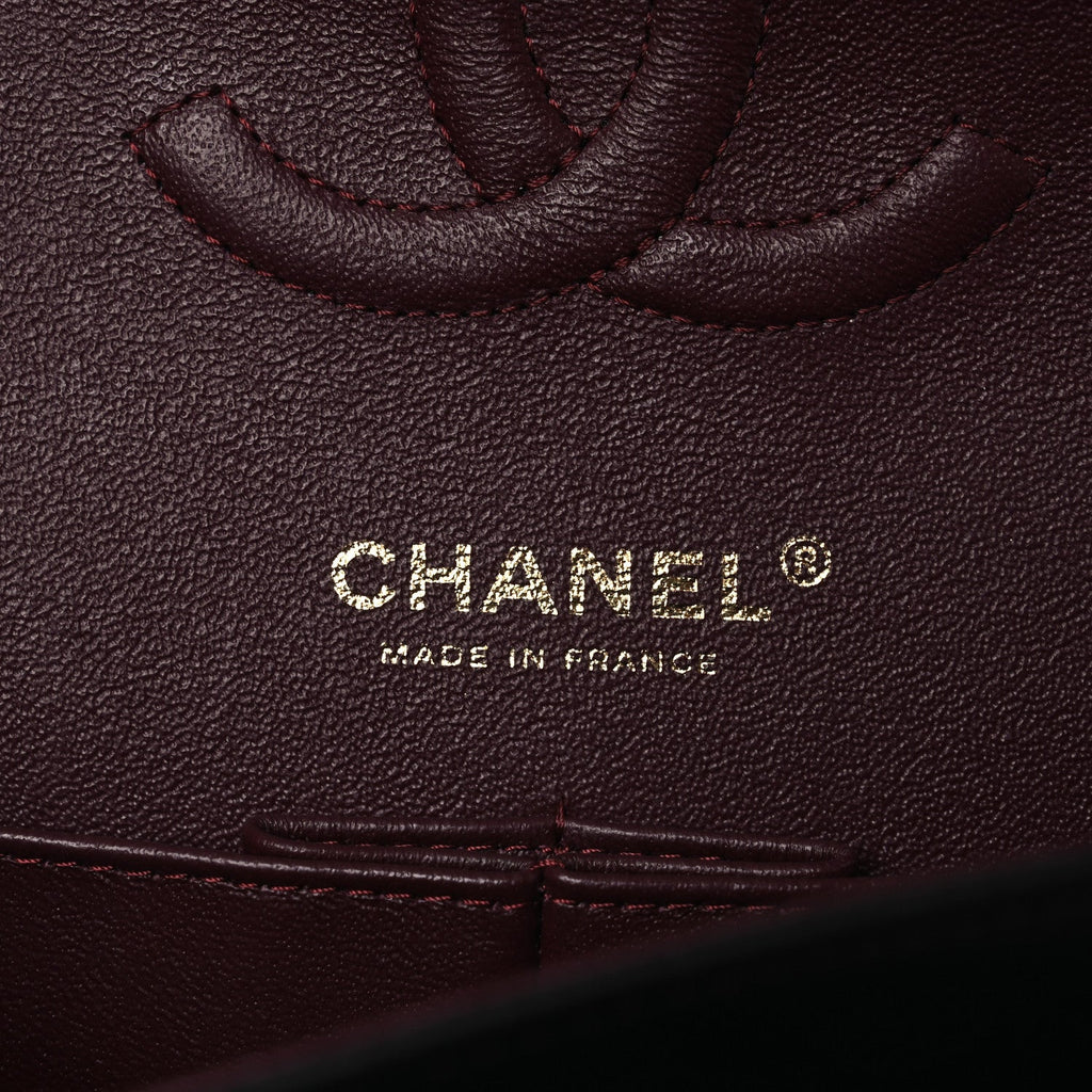 Lambskin Quilted Medium Double Flap Black At My store