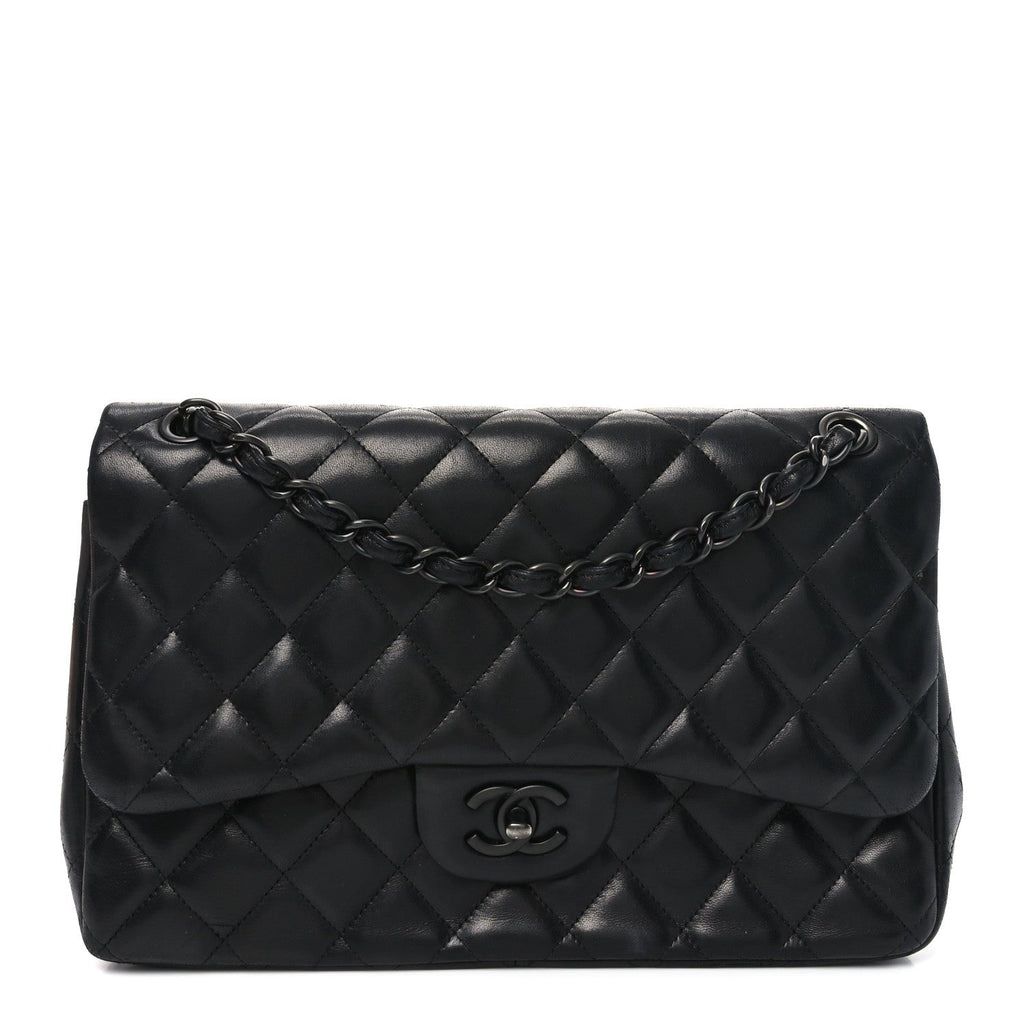 Lambskin Quilted Jumbo Double Flap So Black At My store