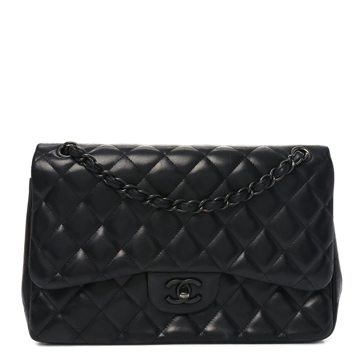 Lambskin Quilted Jumbo Double Flap So Black At My store