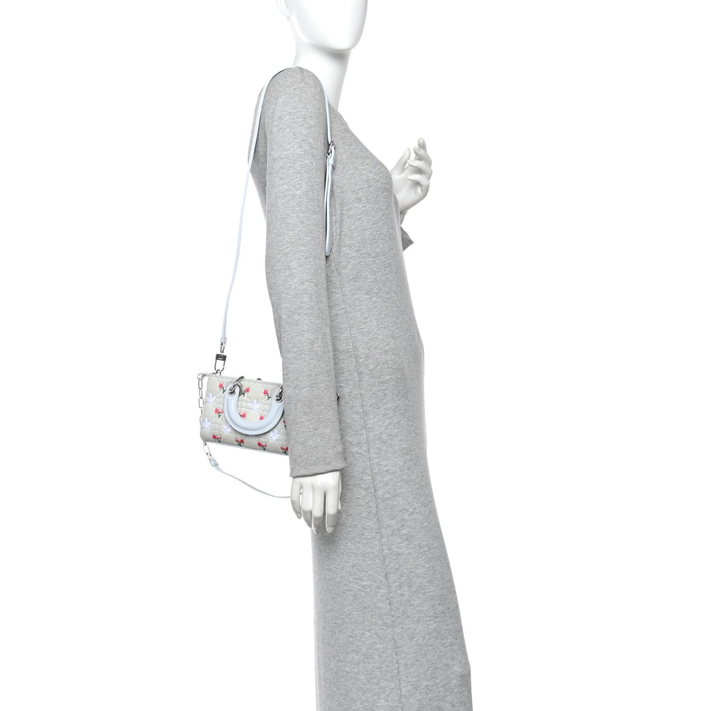 Denim Cannage Embroidered Doves & Roses Dioramour Mini Lady D-Joy Blue Multicolor AT My store
