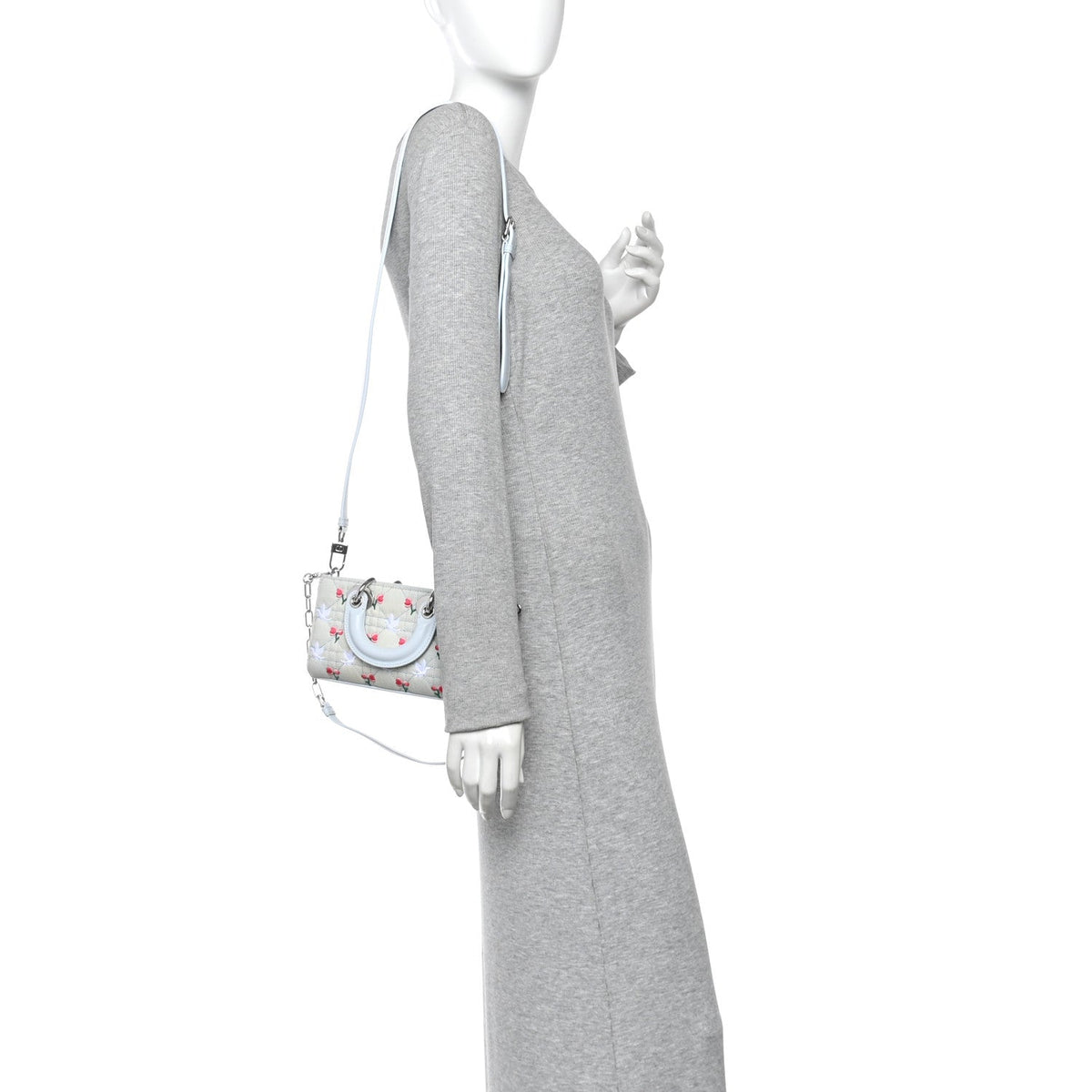 Denim Cannage Embroidered Doves & Roses Dioramour Mini Lady D-Joy Blue Multicolor AT My store