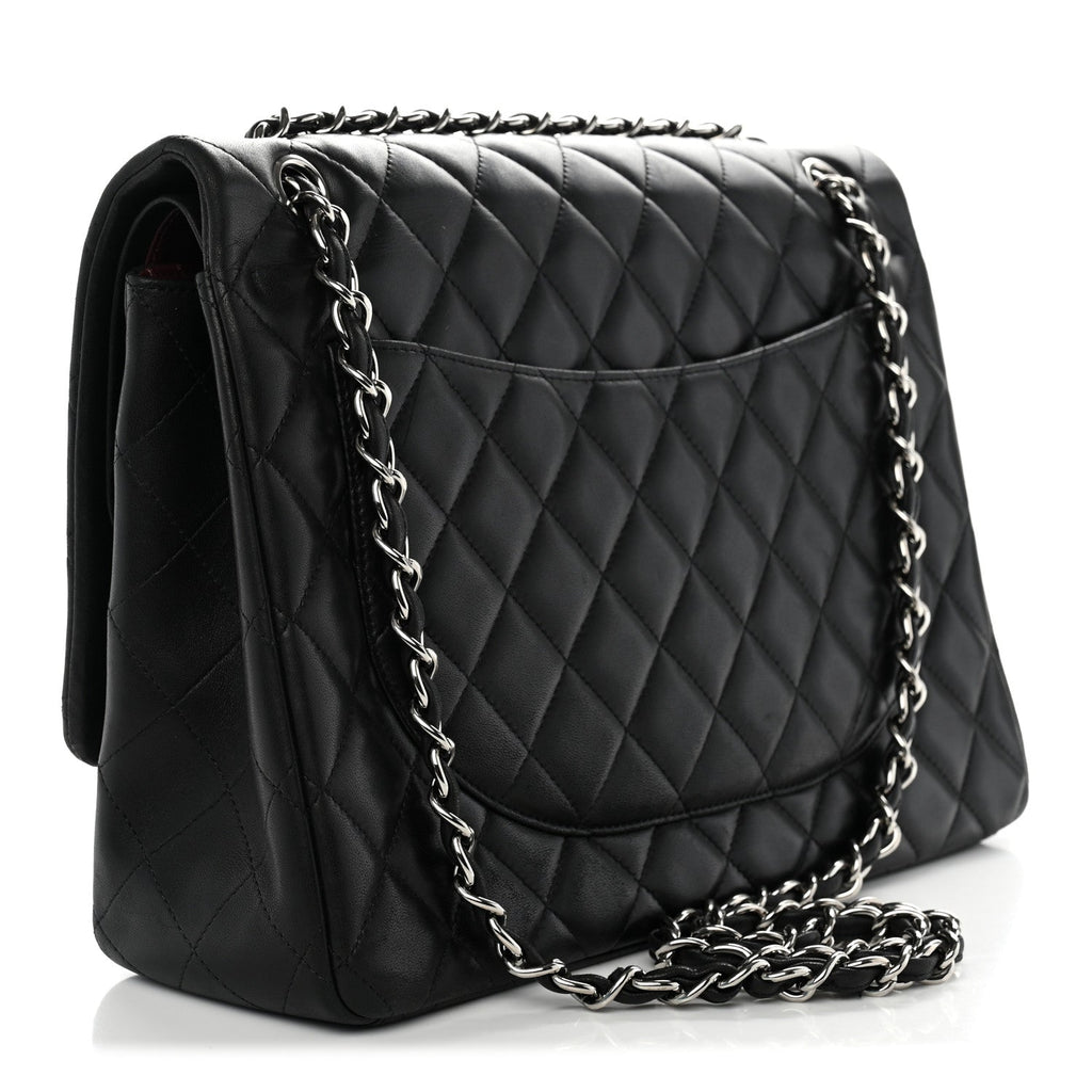 Lambskin Quilted Maxi Double Flap Black At My store