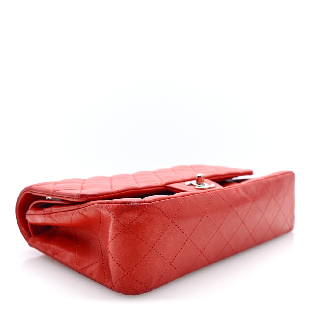 Lambskin Quilted Medium Double Flap Red At My store