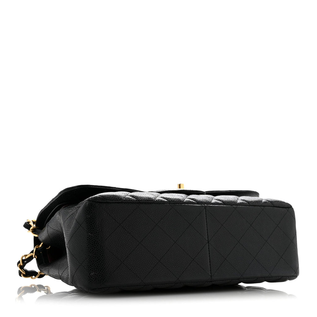 Caviar Quilted Jumbo Double Flap Black At My store