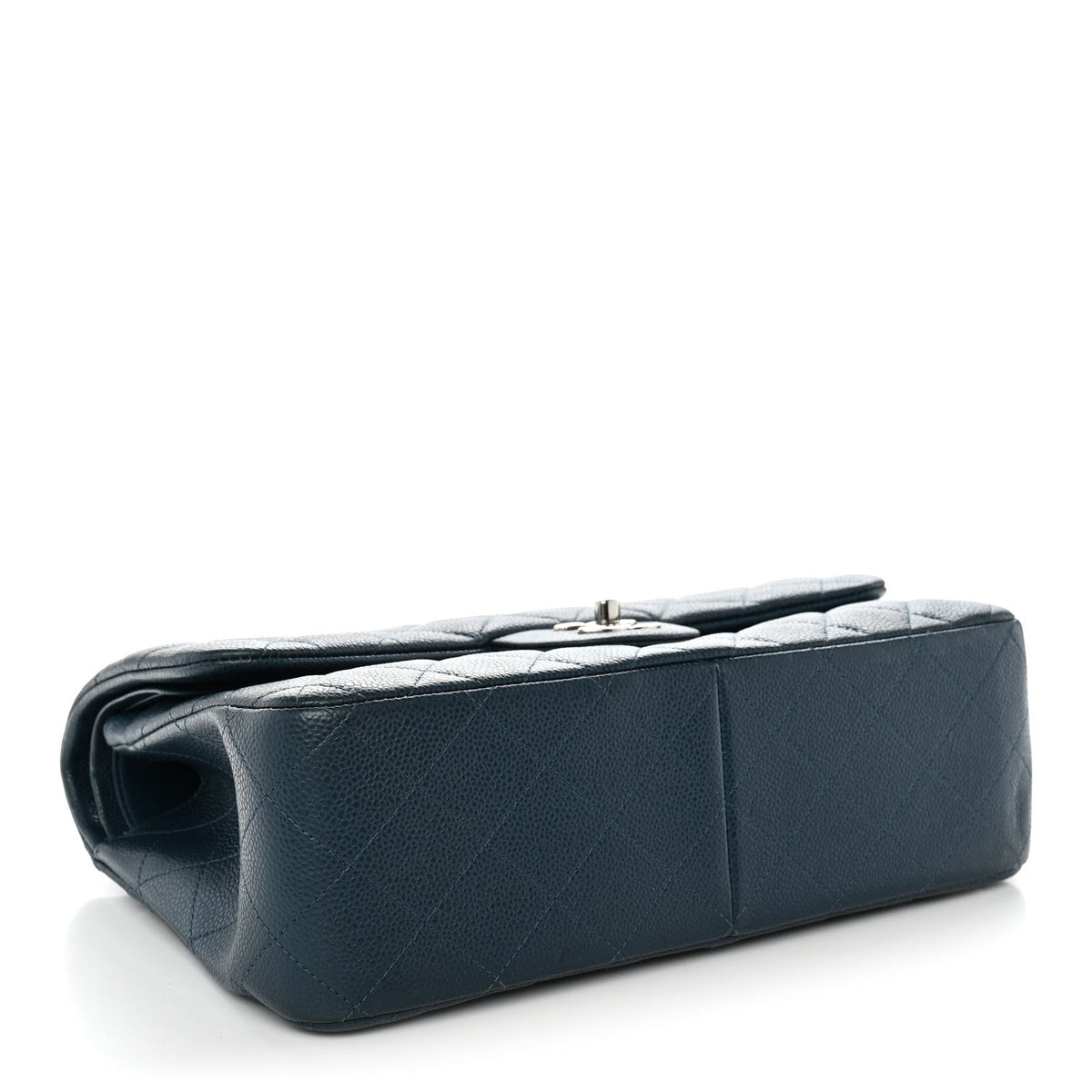 Metallic Caviar Quilted Jumbo Double Flap Dark Blue At My store