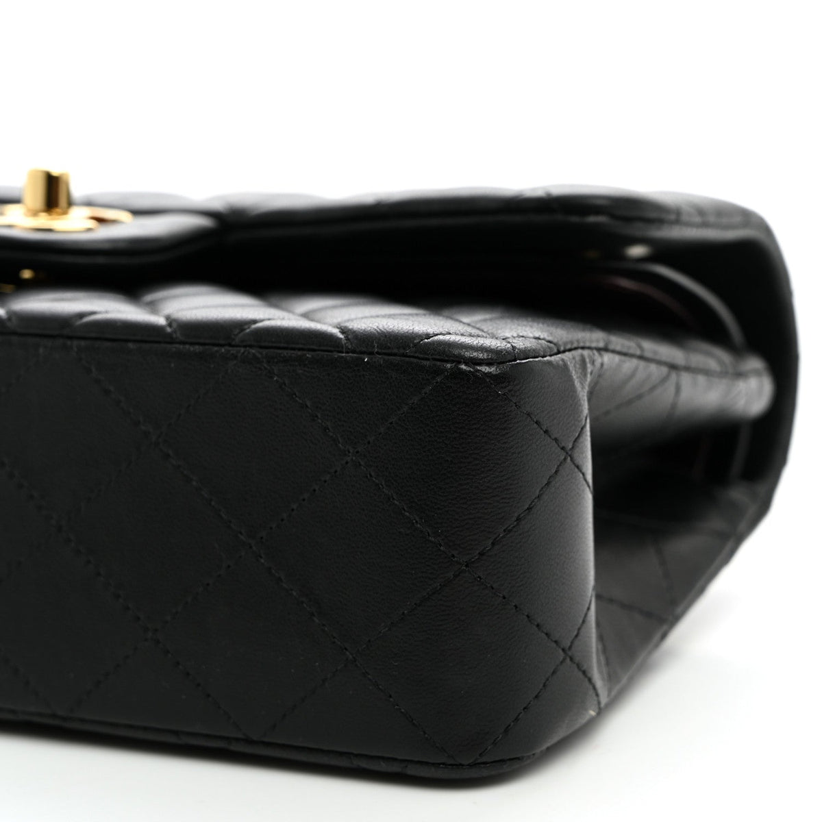 Lambskin Quilted Small Double Flap Black At My store