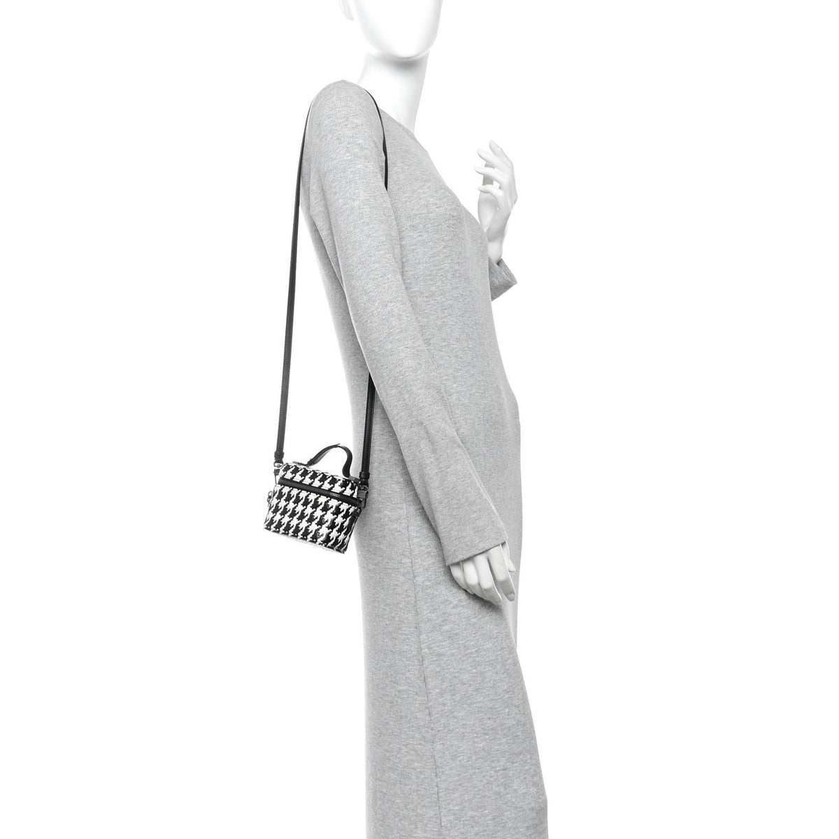 Calfskin Macro Houndstooth Embossed Micro Lady Dior Vanity Case Black White AT My store