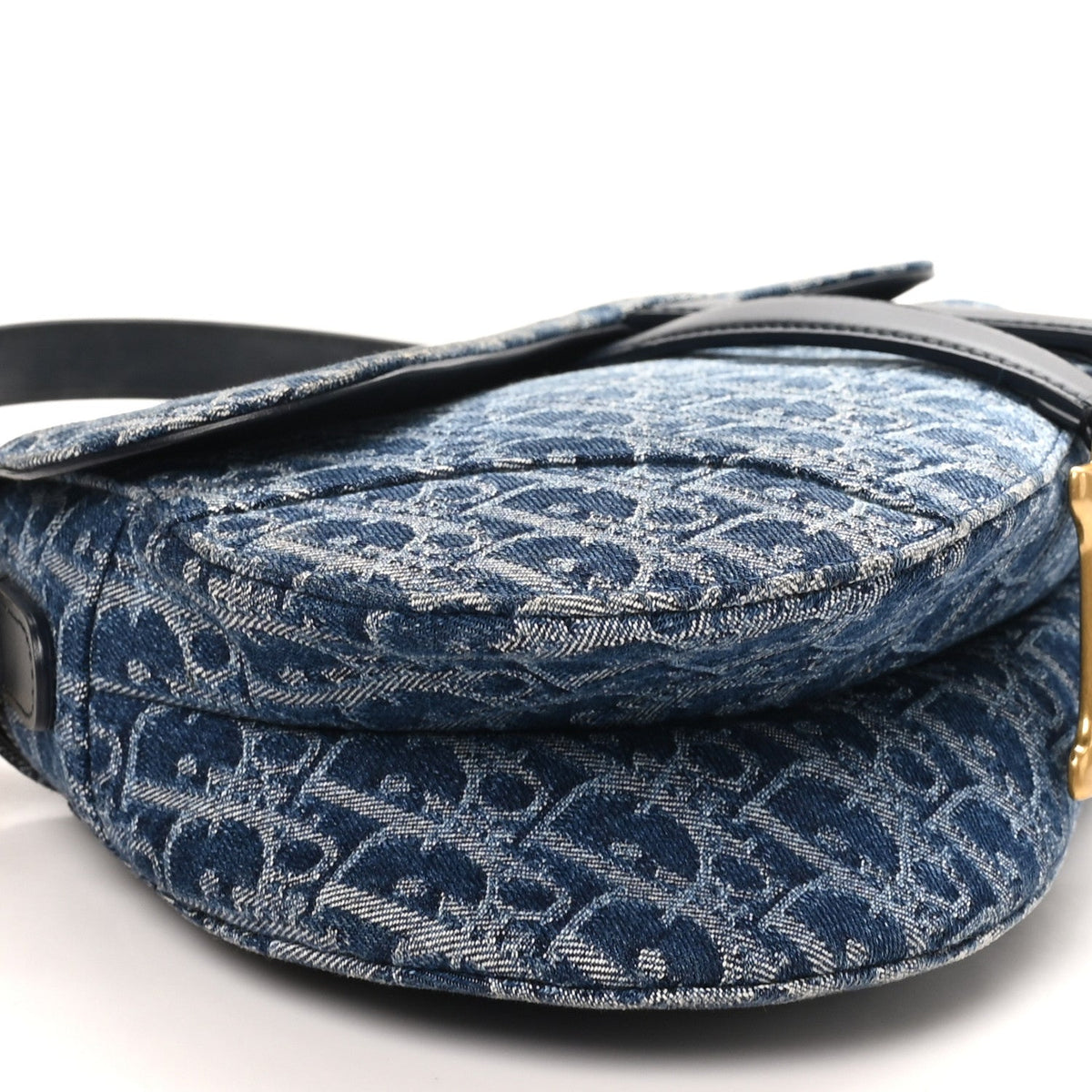 Denim Oblique Jacquard Saddle Bag With Strap Blue AT My store