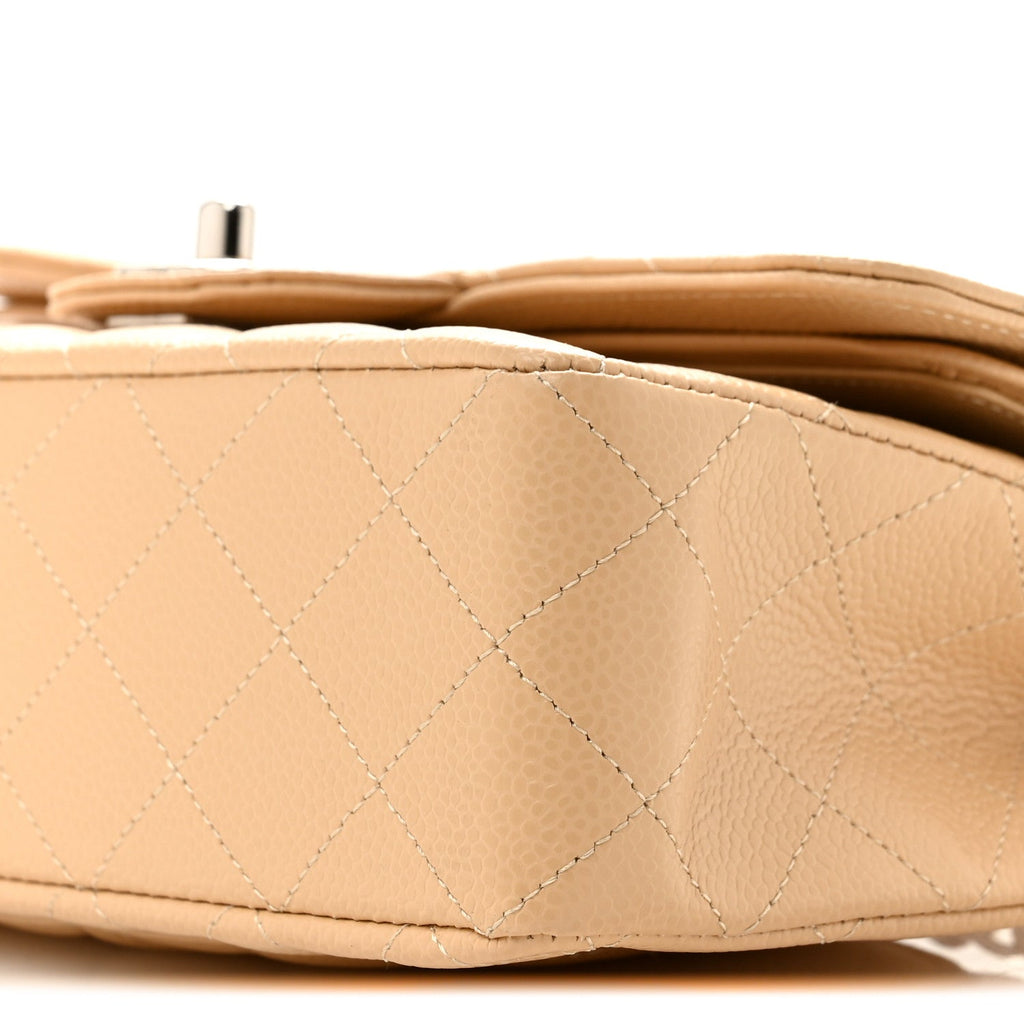 Caviar Quilted Small Double Flap Beige At My store