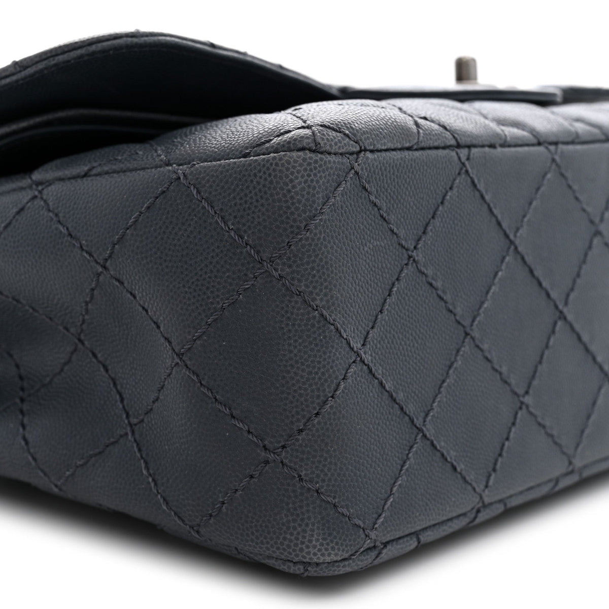 Washed Caviar Quilted Jumbo Double Flap Dark Grey At My store
