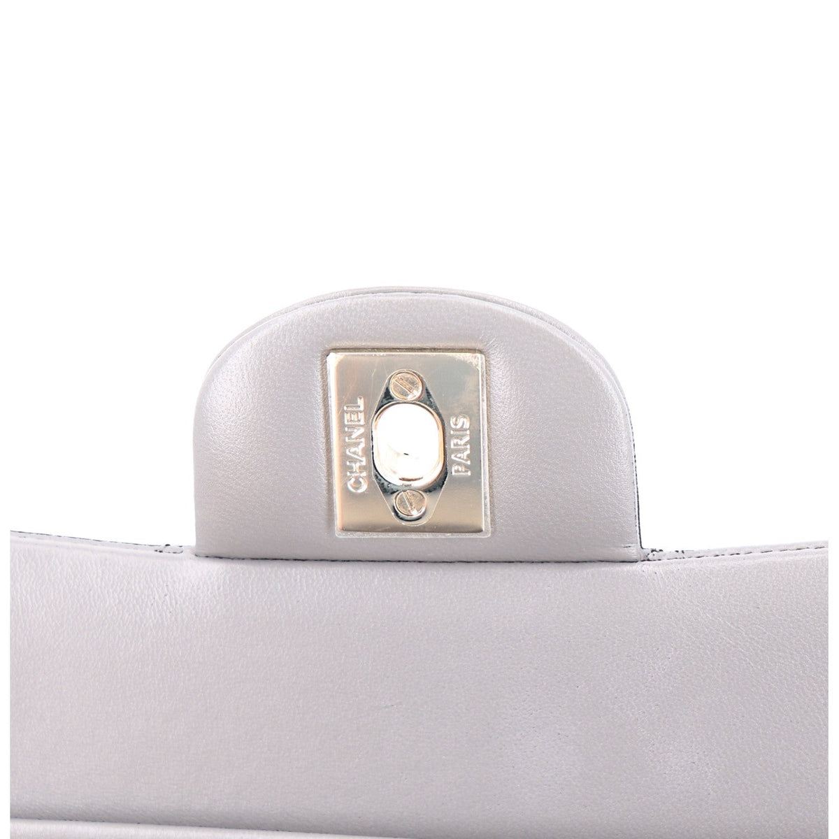 Lambskin Quilted Small Double Flap Grey At My store