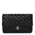 Caviar Quilted Jumbo Double Flap Black At My store