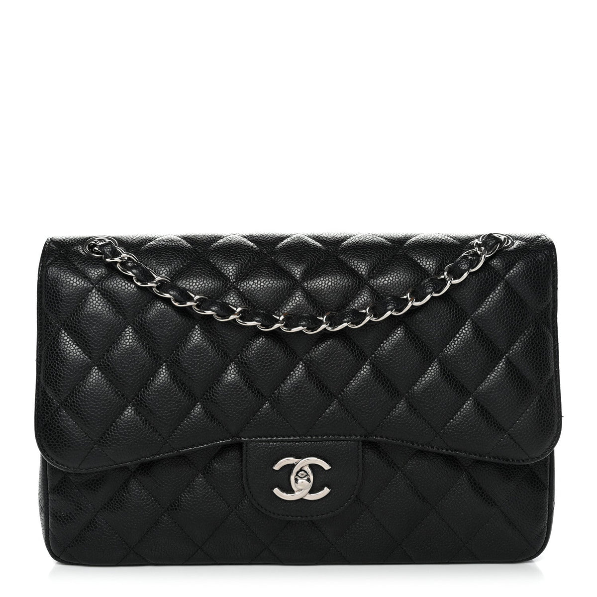 Caviar Quilted Jumbo Double Flap Black At My store