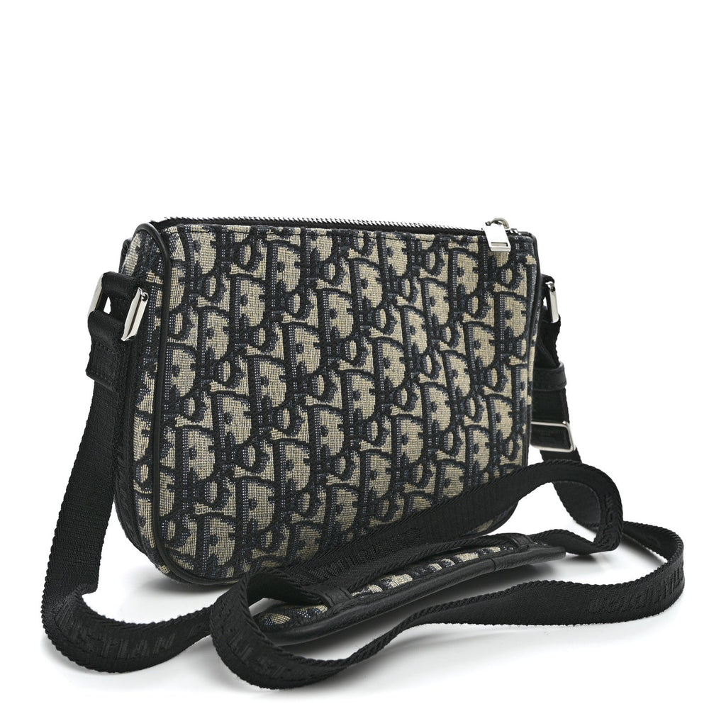 Oblique Jacquard Dior 8 Pouch With Strap Blue Black AT My store