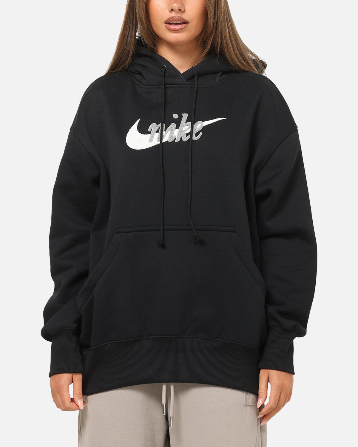 Top Seller Nike Women's Sportswear Phoenix Fleece Oversized Logo Hoodie Black/Summit White