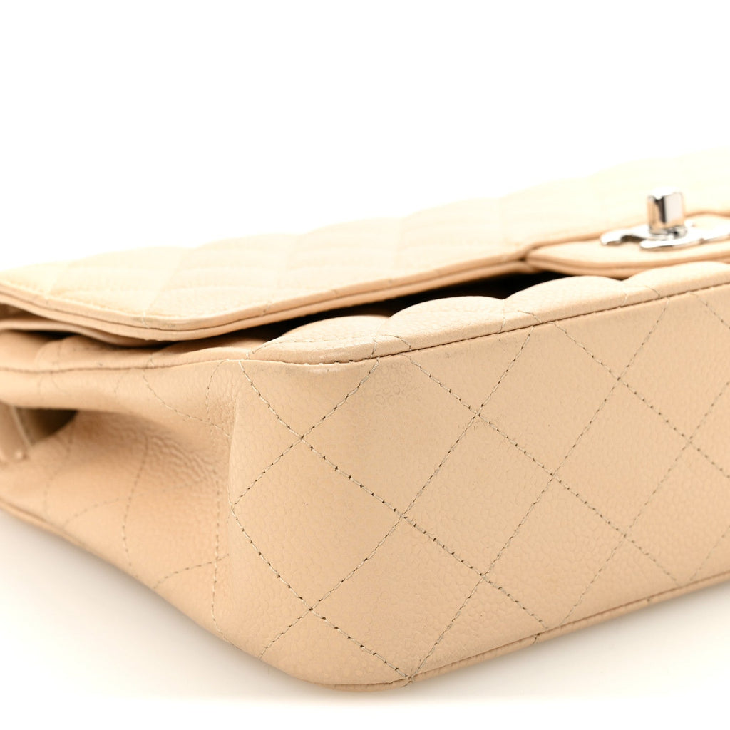 Caviar Quilted Medium Double Flap Beige Clair At My store
