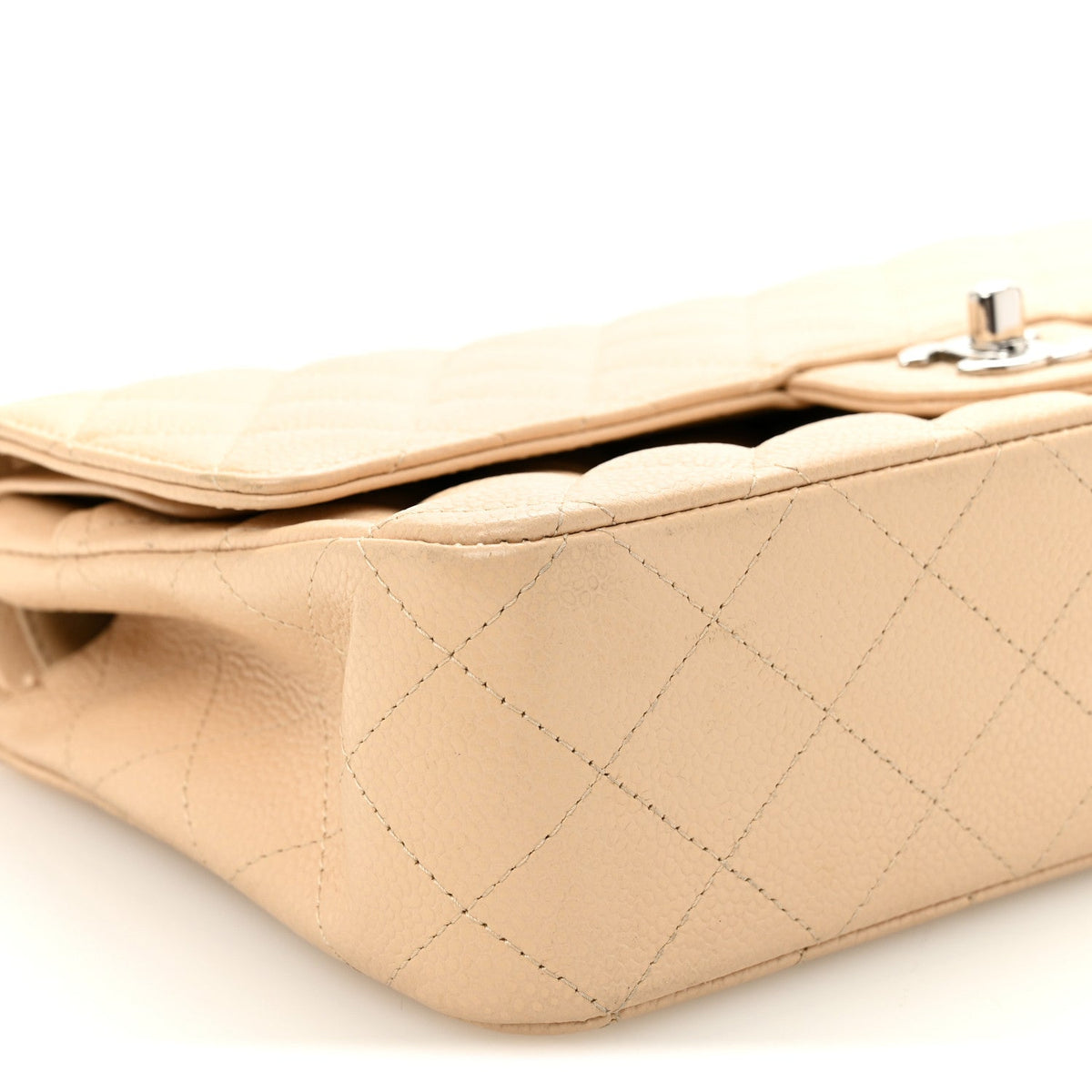 Caviar Quilted Medium Double Flap Beige Clair At My store