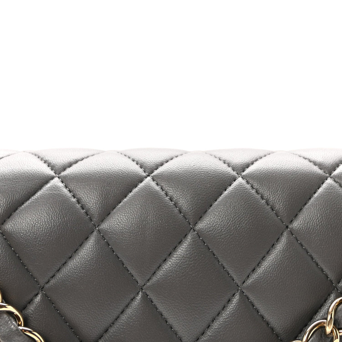 Lambskin Quilted Medium Double Flap Grey At My store
