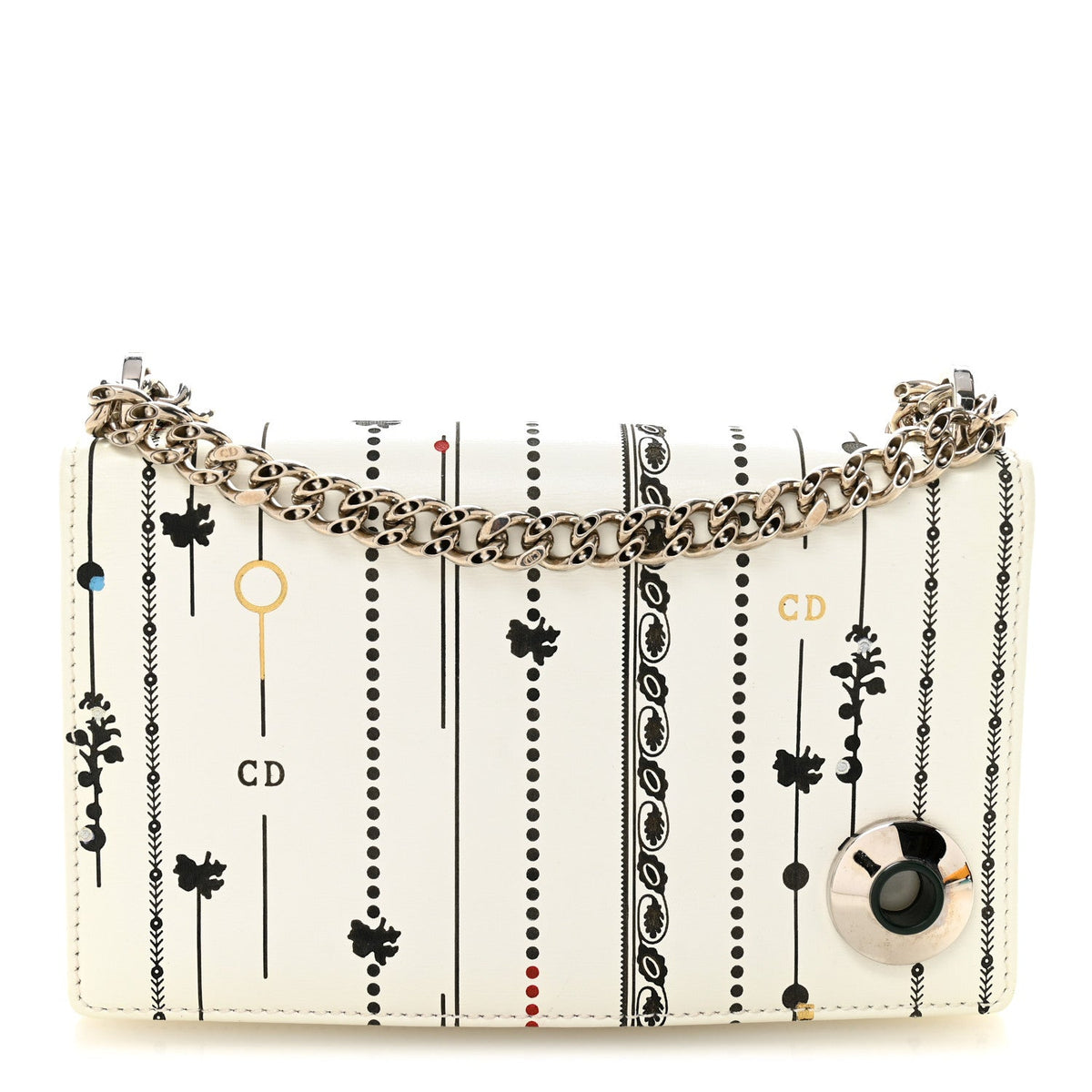 Calfskin Printed Mini Diorama Flap Bag White AT My store