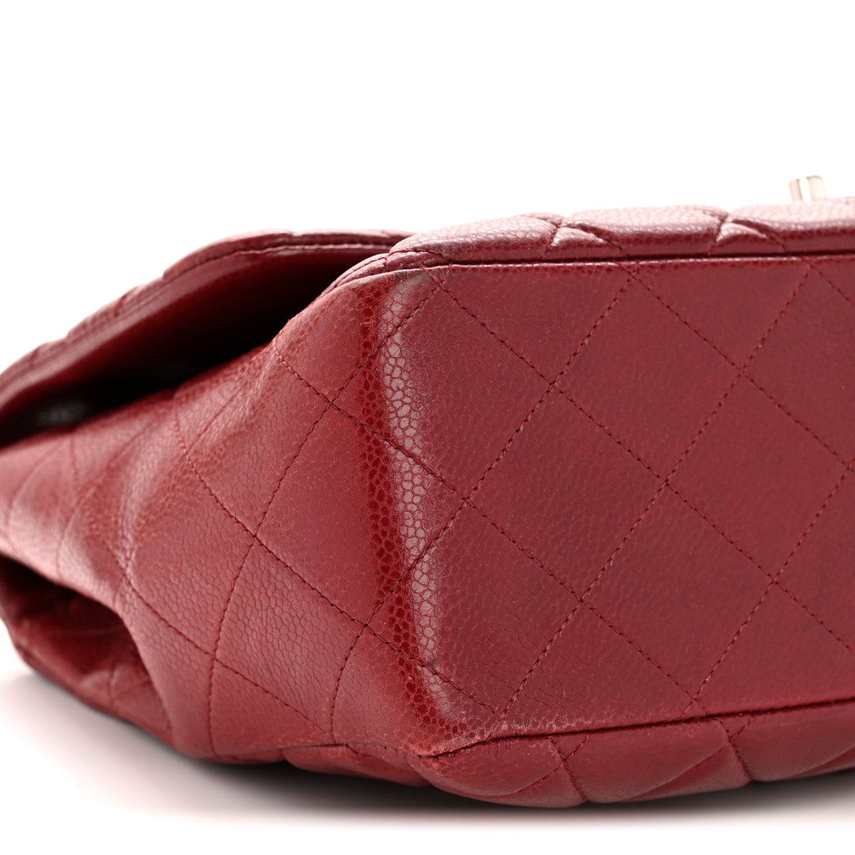 Caviar Quilted Jumbo Double Flap Dark Red At My store