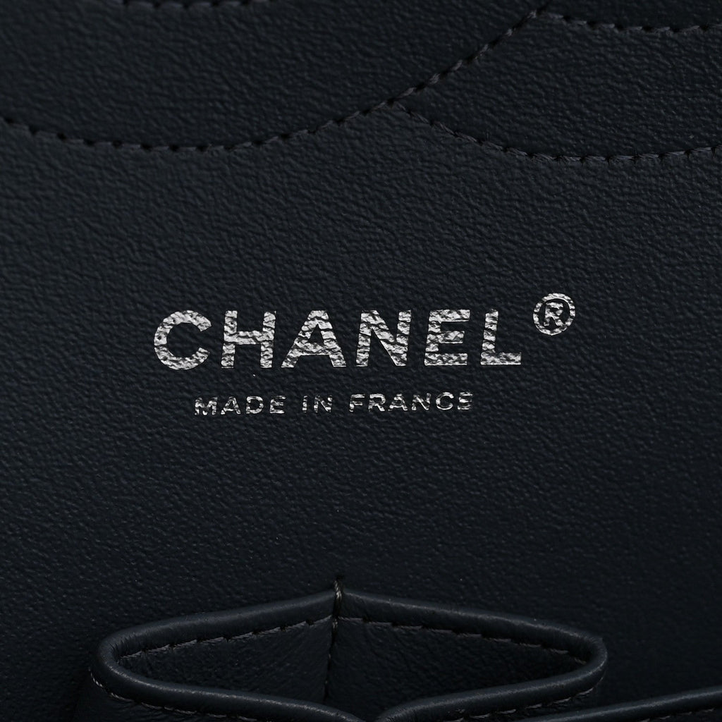 Washed Caviar Quilted Jumbo Double Flap Dark Grey At My store