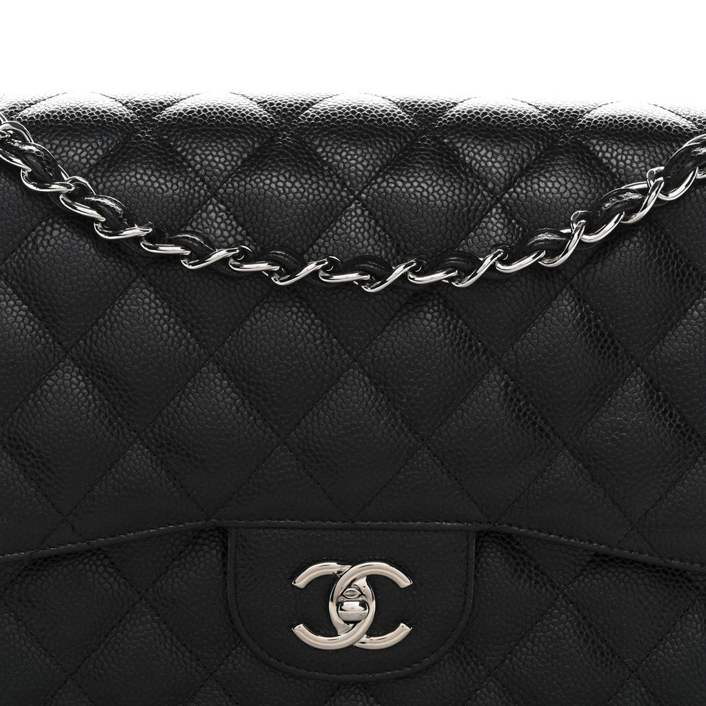 Caviar Quilted Jumbo Double Flap Black At My store