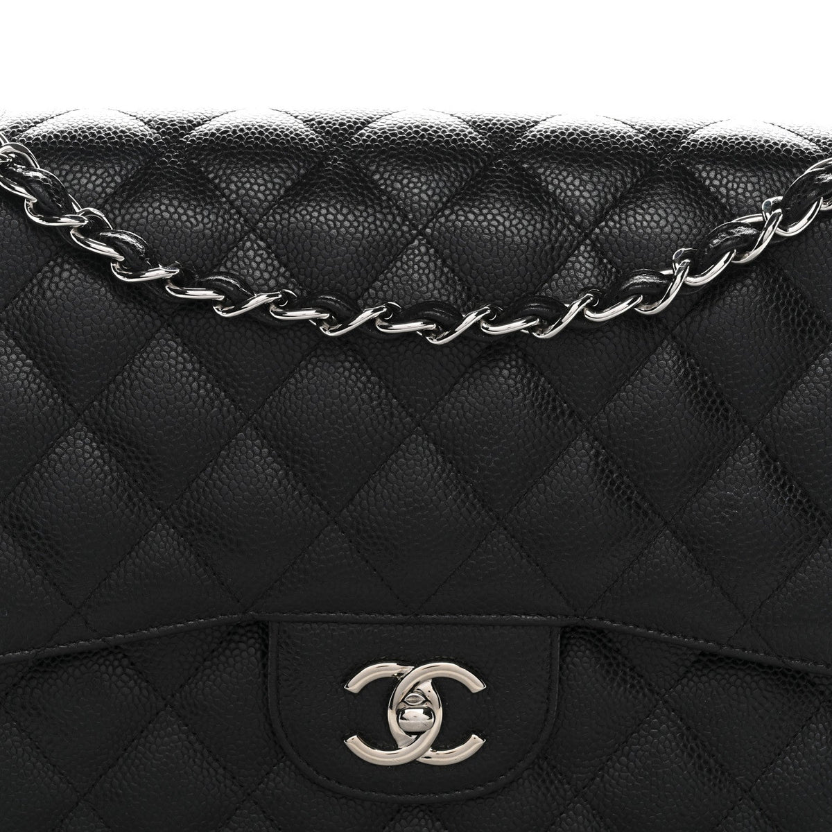 Caviar Quilted Jumbo Double Flap Black At My store