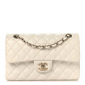 Caviar Quilted Small Double Flap White At My store