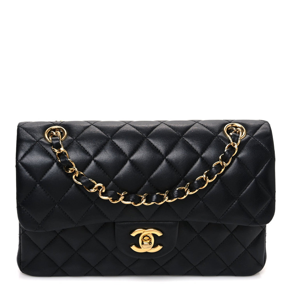 Lambskin Quilted Small Double Flap Black At My store