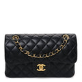 Lambskin Quilted Small Double Flap Black At My store