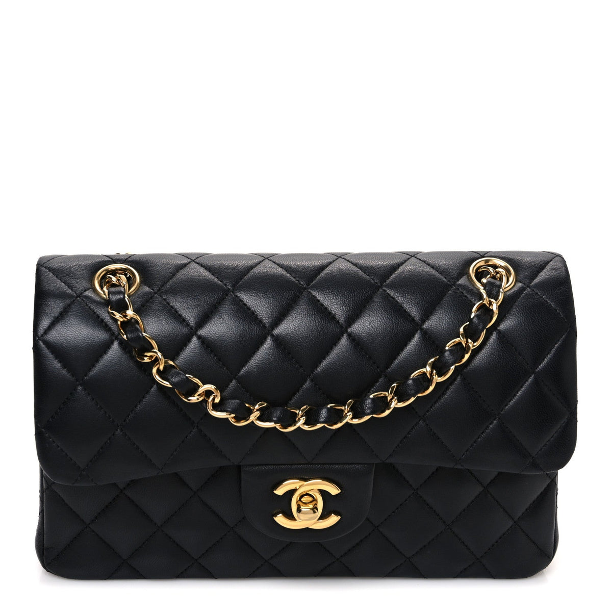 Lambskin Quilted Small Double Flap Black At My store