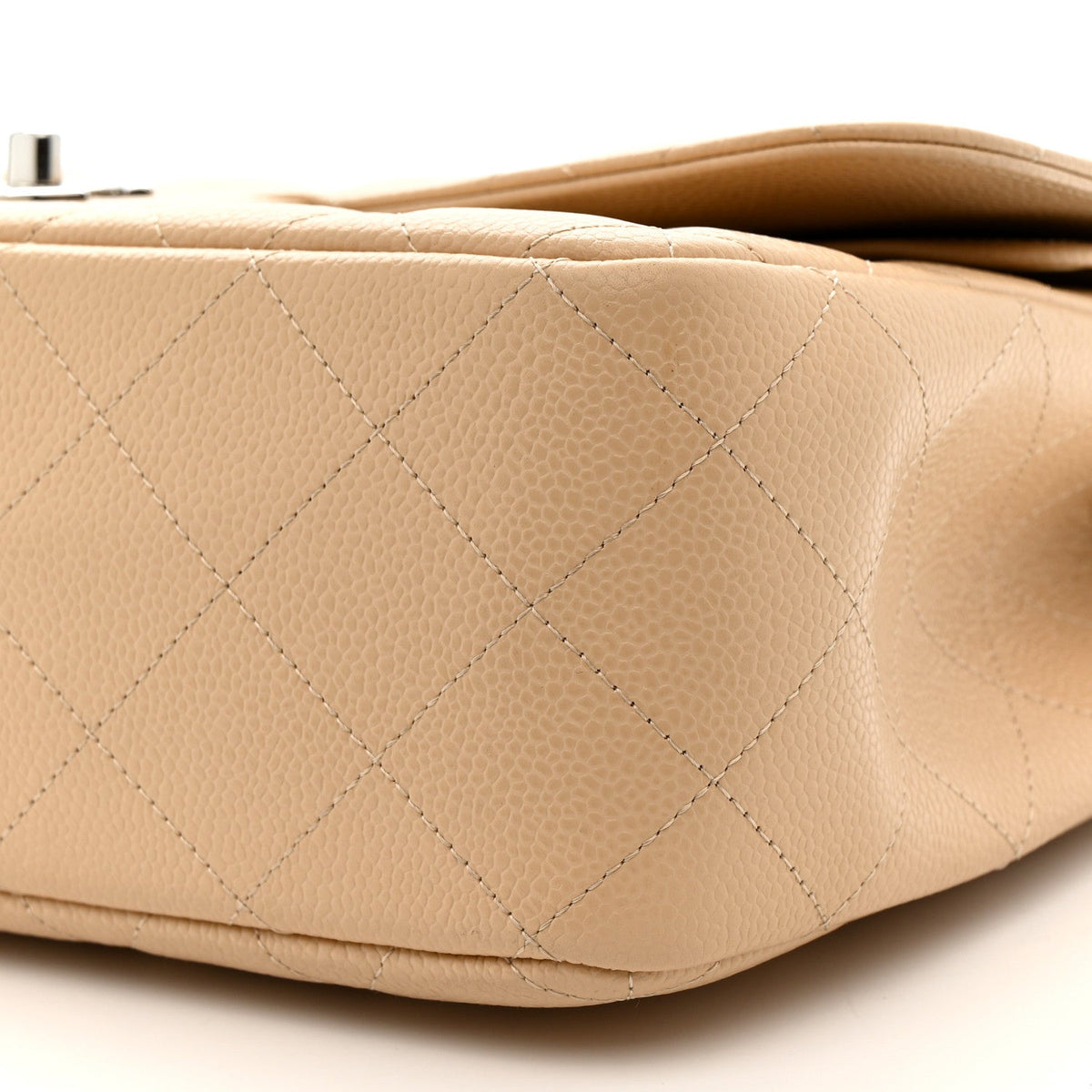 Caviar Quilted Jumbo Double Flap Light Beige At My store