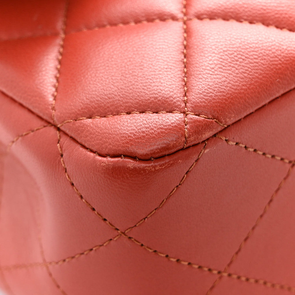 Lambskin Quilted Medium Double Flap Brown At My store
