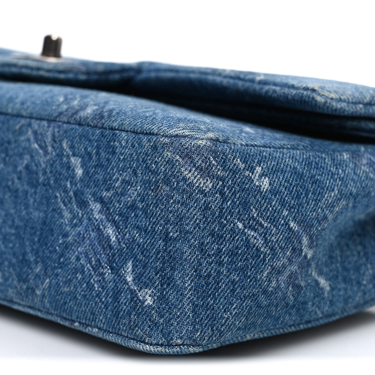 Denim Bleached Chain Medium Double Flap Blue At My store