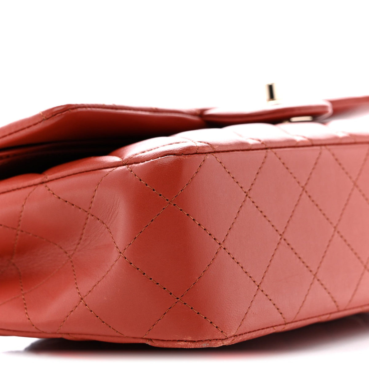 Lambskin Quilted Medium Double Flap Brown At My store