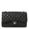Caviar Quilted Jumbo Double Flap Navy Blue At My store