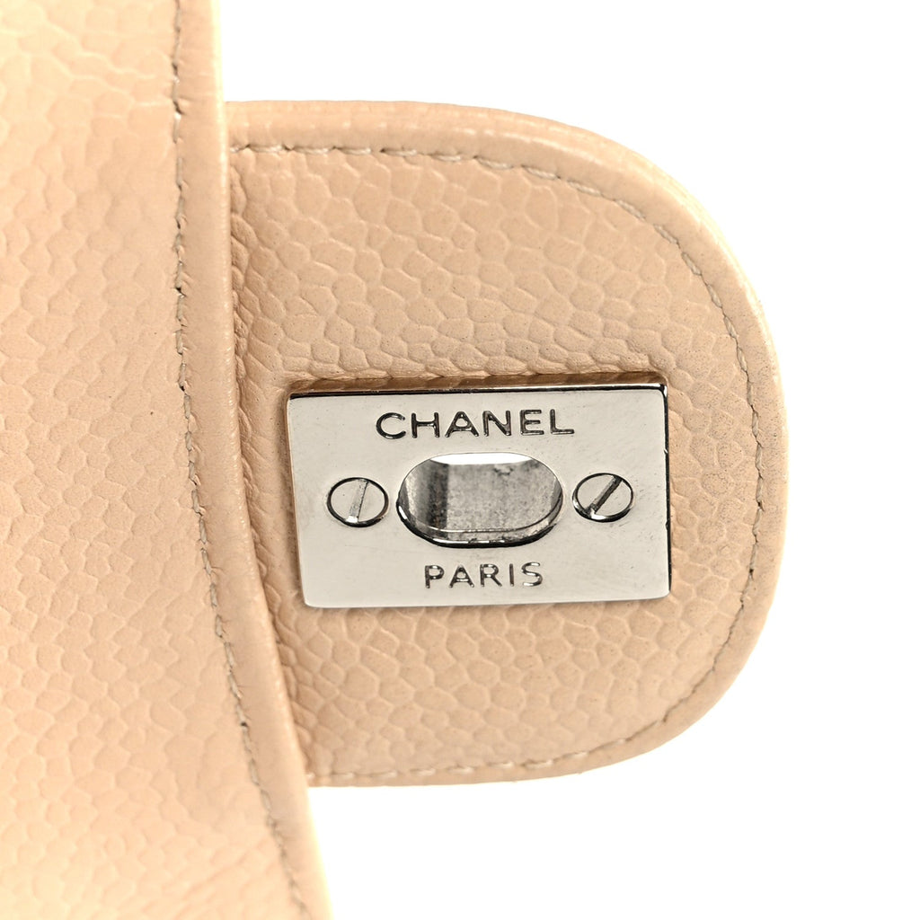 Caviar Quilted Medium Double Flap Beige At My store