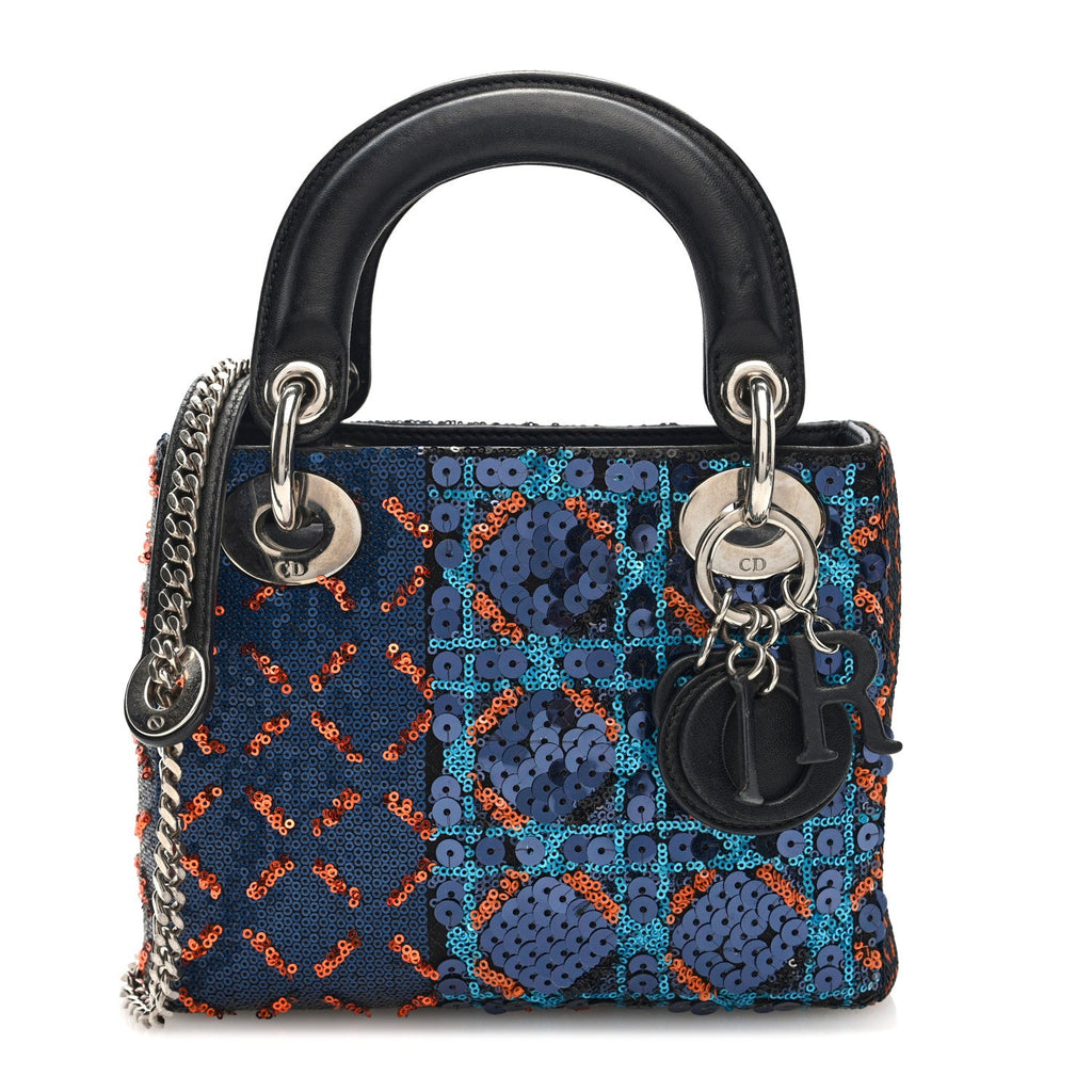 Sequin Lambskin Esprit Tokyo Mini Lady Dior Blue Multicolor AT My store