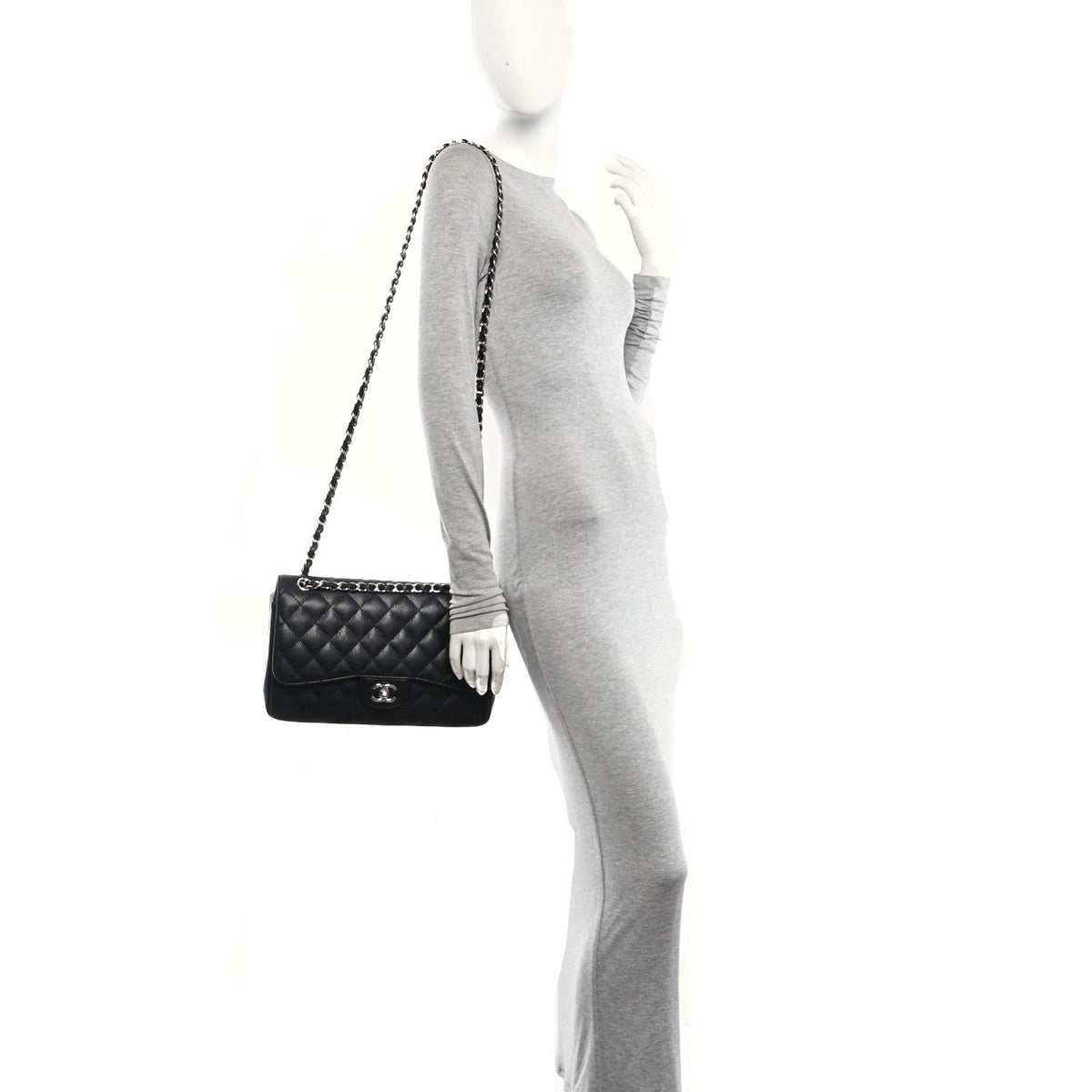 Caviar Quilted Jumbo Double Flap Black At My store