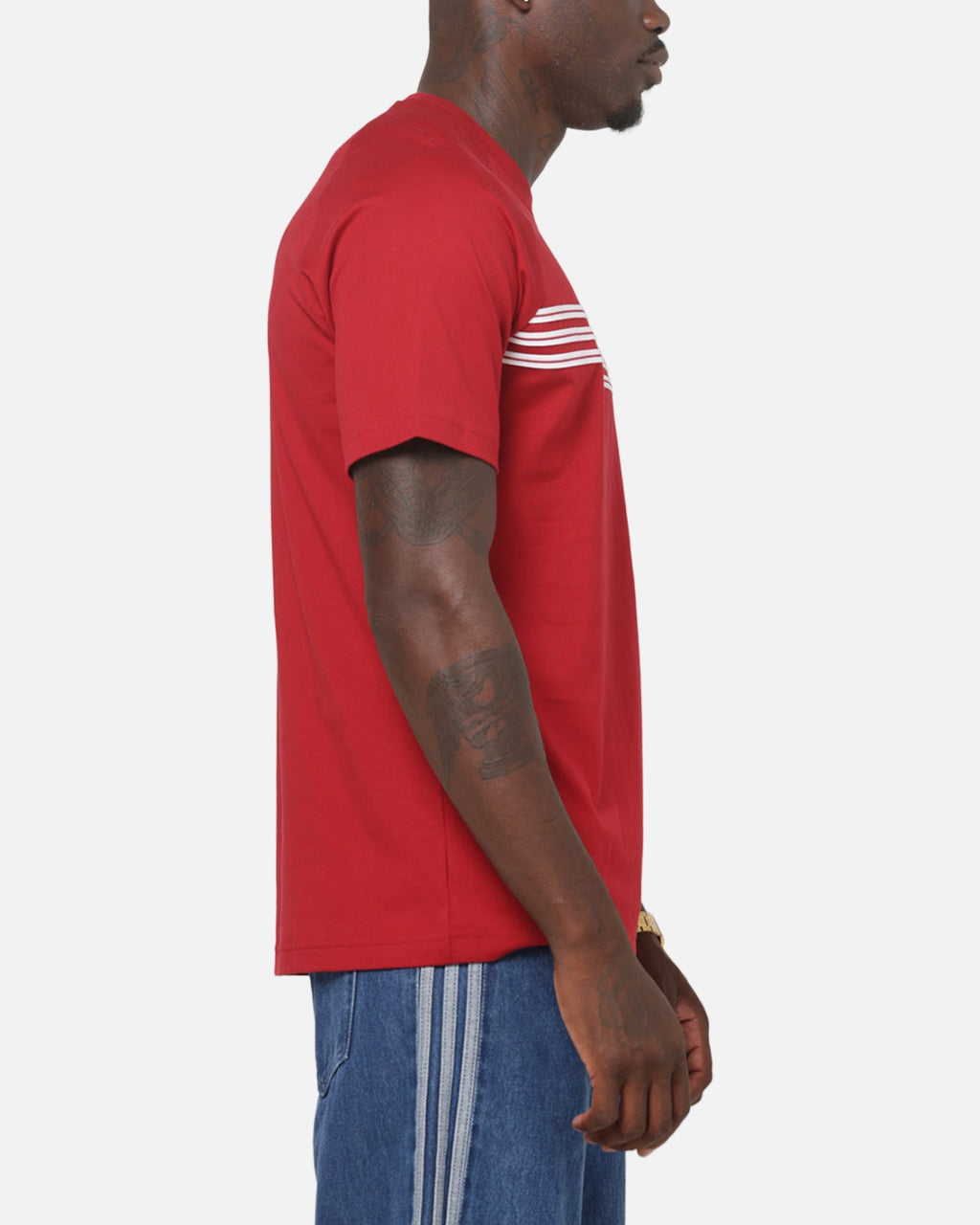 Best-Selling Adidas Chest Stripes 98 T-Shirt Red