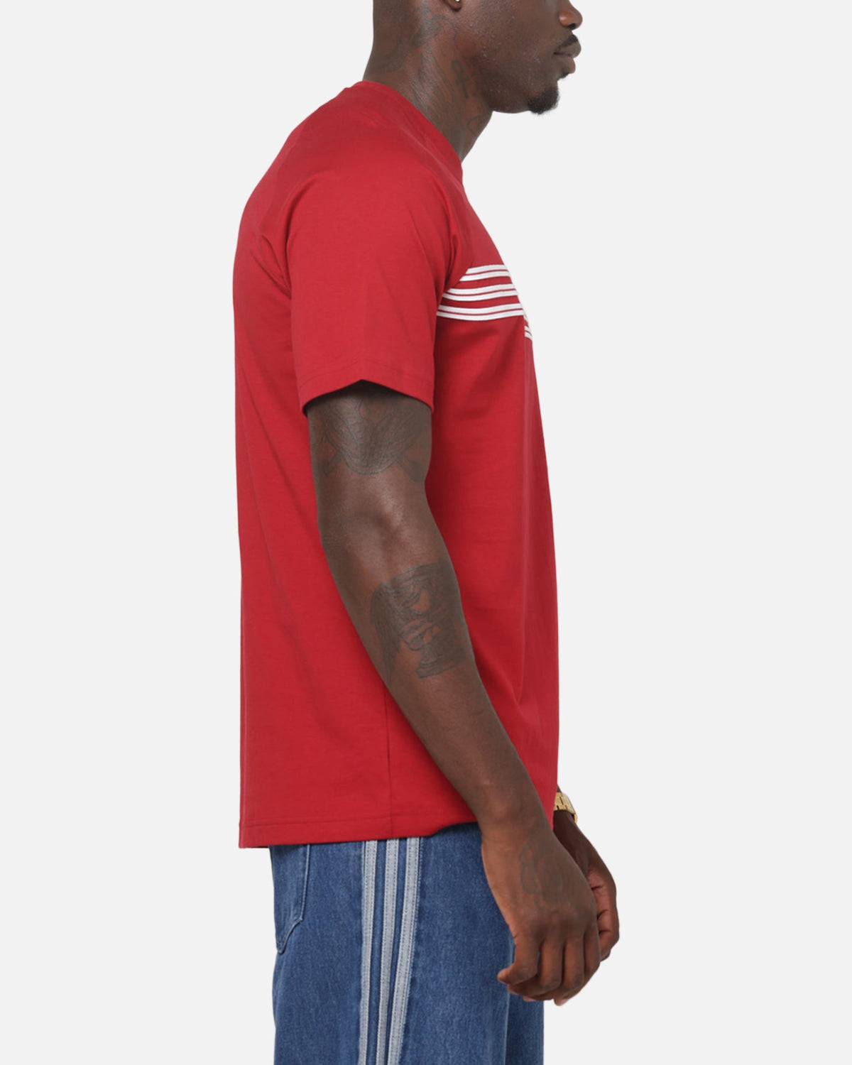 Best-Selling Adidas Chest Stripes 98 T-Shirt Red