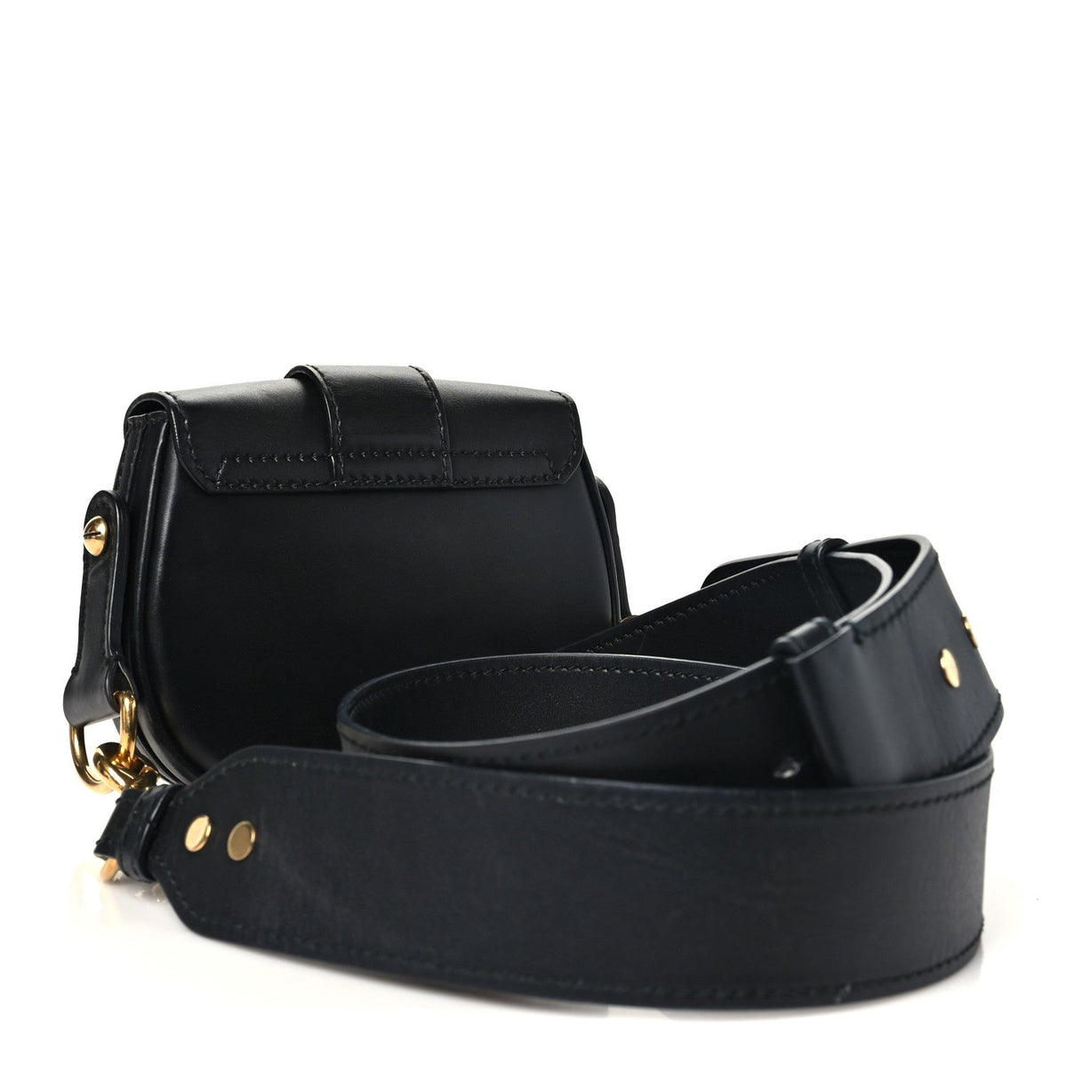 Calfskin Mini D Fence Saddle Bag Black AT My store